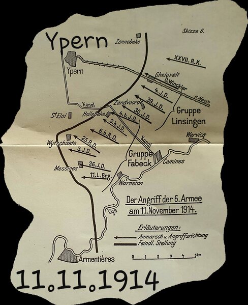Datei:Ypern1914SchlachtendesWeltkrieges - Der Angriff der 6. Armee am 11.11.1914.jpg