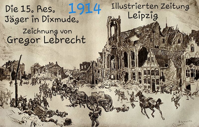 Datei:SchlachtendesWeltkriegesReichsarchiv - Die 15. Res. Jäger in Dixmude.jpg